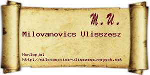 Milovanovics Ulisszesz névjegykártya